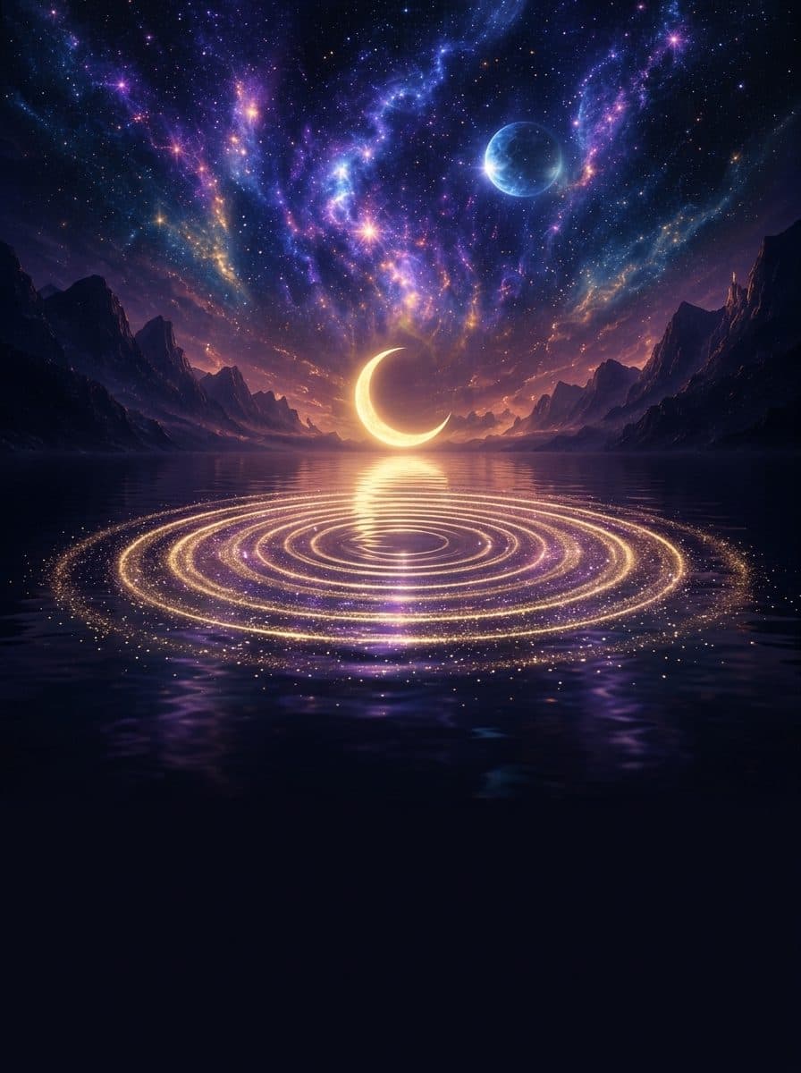Sound waves rising into a starlit sky